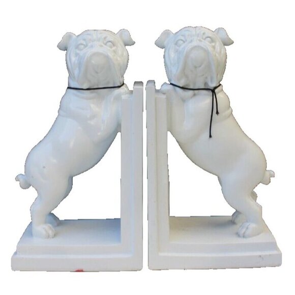 Bookends Other - New White Modern French Bulldog Dog Animal Pet Resin Bookends Bookend